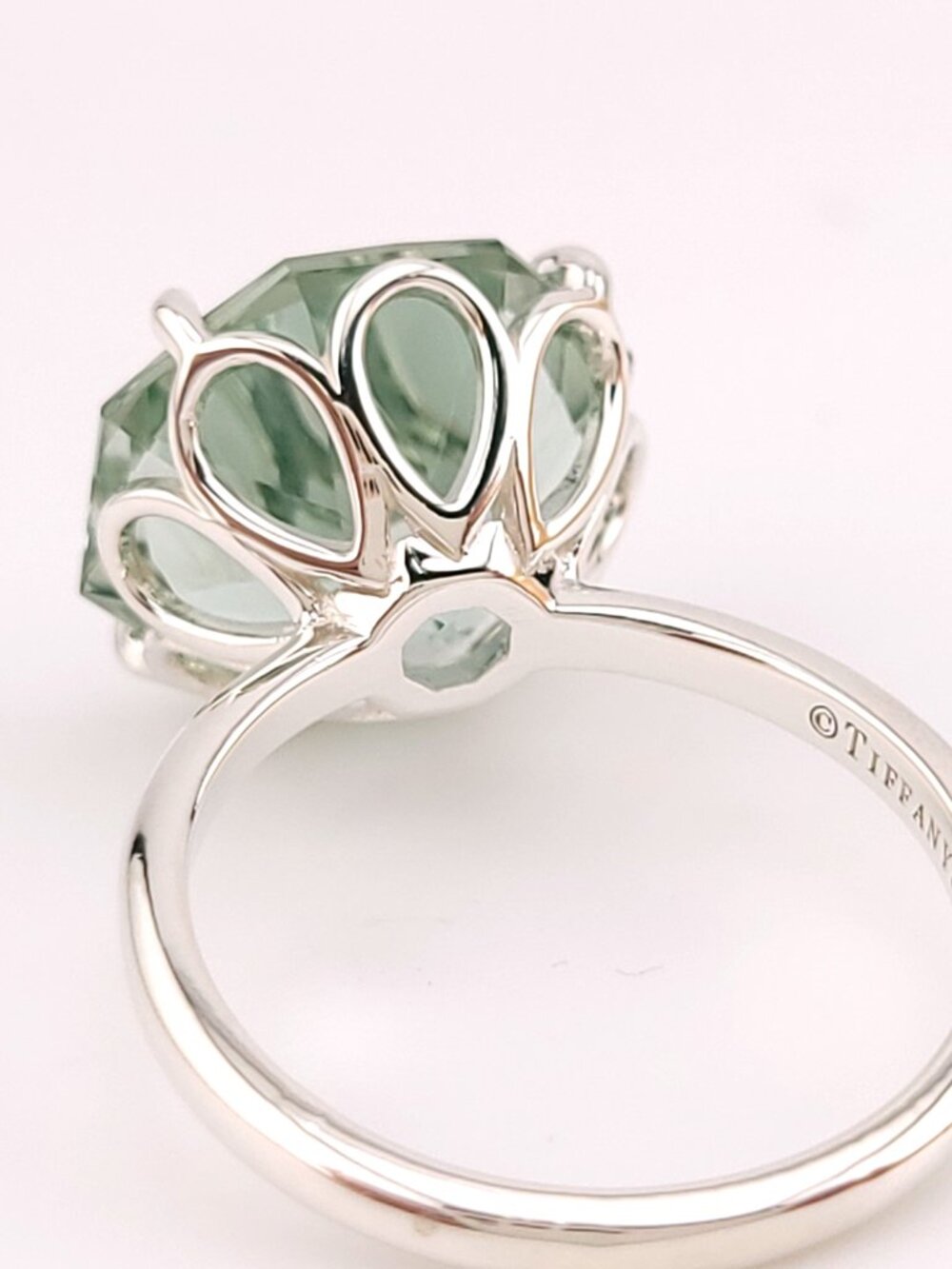 Tiffany & Co. Sterling Silver Green Prasiolite  Sparklers Cocktail Flower Ring 6 - Picture 5 of 9